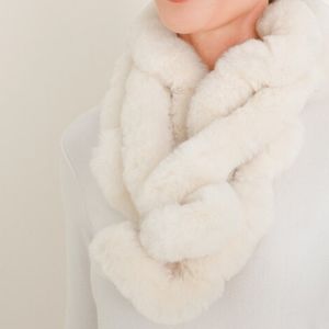 Chico's Cream Braided Faux Fur Scarf - NWT